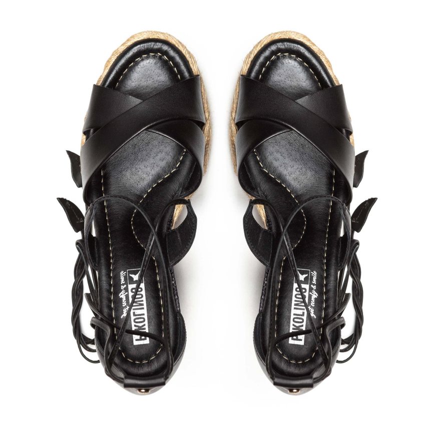 Women's Pikolinos RONDA Wedge Sandals Black | NZ K389A57